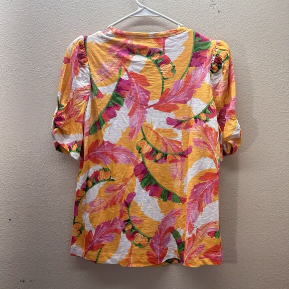 CHICO'S Colorful Floral GATHERED SLEEVE TOP SIZE CHICO'S 0 (S) Classy Preppy - Picture 2 of 5